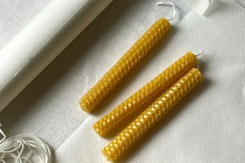 3 beeswax long candles