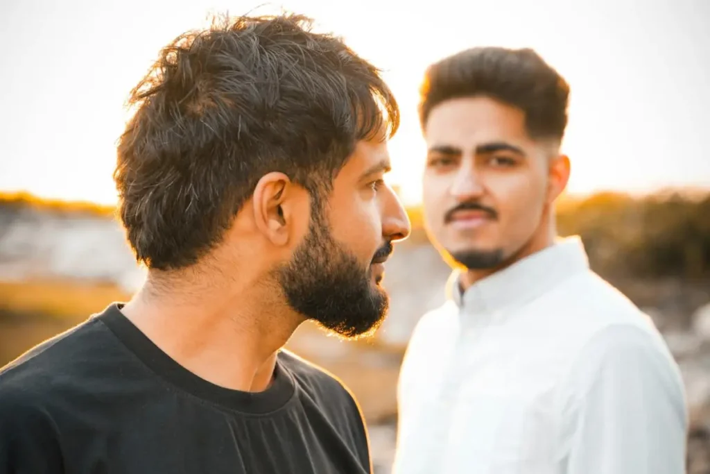 two men with different beard styles